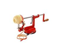 La Bonne Graine - Pèle-pomme ventouse rouge 3 en 1 inox/acier | Éplucheur, trancheur et étrogneur 3-en-1, fixation ventouse, inox et acier, 30,5x12x18,5cm - 600g, entretien facile