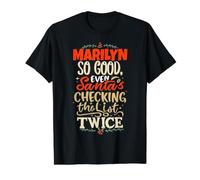 La Bonne Marilyn, Le Père Noël, Dit Un drôle de prénom de Marilyn T-Shirt Graphique avec Valeur, Homme, Noir, L