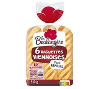 LA BOULANGERE - Baguettes Viennoises Fondantes, Plaisir Doux et Moelleux à Partager (Sachet 510g) - Le Lot De 4