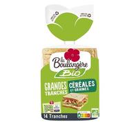 LA BOULANGERE - Pain de Mie Bio aux Céréales et Graines, Saveur Naturelle et Texture Fondante (14 tranches, 500g) - Le lot de 4