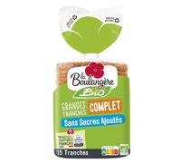 LA BOULANGERE - Pain de Mie Bio Complet, Texture Moelleuse Sans Sucres Ajoutés (500g) - Lot de 4 - vendu par Lot