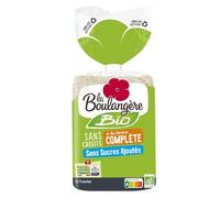 LA BOULANGERE - Pain de mie complet bio moelleux sans croûte, idéal pour sandwiches gourmands (14 tranches, 330 g) - lot de 4 - Vendu par Lot