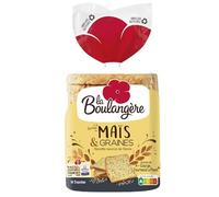LA BOULANGERE - Pain de Mie Grand Format aux Graines et Maïs, Texture Moelleuse (14 Tranches) - Lot de 4 - vendu par Lot