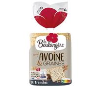 LA BOULANGERE - Pain de Mie Moelleux et Croquant à l'Avoine et Graines, Saveur Naturelle, 500g - Lot De 4