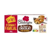 LA BOULANGERE - Pains au Chocolat Pur Beurre, Pâte Feuilletée Fondante et Goût Tradition (paquet 16x800g) - Le Lot De 3