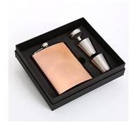 La bouteille pour les hommes, Flasque anti-fuite en acier inoxydable 304, 227 ml, multicolore, avec coffret cadeau, for whisky, vin, extérieur(Rose Gold Set)