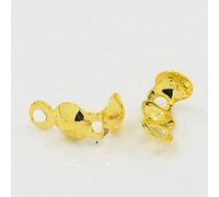 LA BOUTIQUE DE KARINE - 100 EMBOUTS CACHE NOEUDS A PLIER METAL DORE 9 x 3 mm BOUCLE OUVERTE - CREATION PERLES