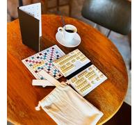 LA BOUTIQUE DU SCRABBLEUR Mini Scrabble Magnétique Duplicate - Jeu de Société Compact avec Lettres et Plaquettes de tirage - Format Voyage - Version Française (Brun)