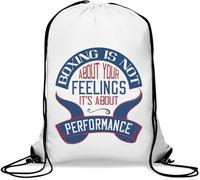 La boxe n'est pas une question de sentiments. It's about performance Gym Sack Casual Drawstring Bag White
