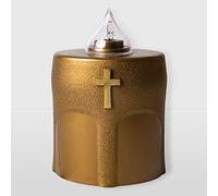 La Briantina Benedicto Gold Bougie électrique à LED 150 jours, doré avec croix et lumière thermique, 11 x 8 x 6 cm