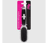 La Briantina Brosse à cheveux rectangulaire démêlante et massante pour cheveux lisses et soyeux, gris et noir