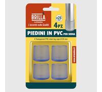 La Briantina Pieds en PVC Transparent 28 mm - pour chaises et Meubles - Anti-Bruit et Protection des sols - 4 pièces
