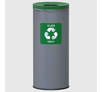 La Briantina Poubelle en acier pour collecte différenciée, capacité 45 litres Ø 30 x H69 cm, couleur vert collection verre