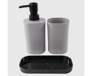 La Briantina Set de Salle de Bain 3 pièces - Distributeur de Savon, gobelet Porte-Brosse à Dents et Porte-Savon - Design Minimaliste, élégant et Polyvalent - 15 x 7,5 x 17,5 cm