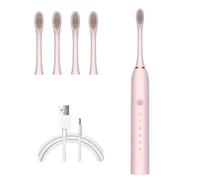 La brosse à dents électrique, la brosse à dents rechargeable haute puissance, équipée de 4 têtes de brosse, 5 modes réglables, peut être utilisée pendant 50 jours sur une seule charge, adaptée a pink