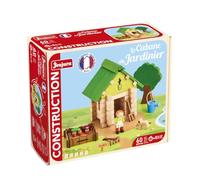 La Cabane du Jardinier 60 Pieces - JEUJURA - Jeu de Construction en Bois Naturel, Tapis et Accessoires Inclus, 22x18,5x8,5 cm