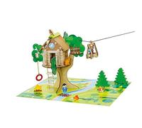 La Cabane Perchée et sa Tyrolienne - 70 pièces : Jeu de Construction en Bois Naturel - Un Tapis de Jeu et de Nombreux Accessoires - Jeu de Construction - Âge Minimum : 3 Ans