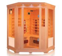 La cabine infrarouge Trondheim Beta Cabine infrarouge pour 4 personnes - Bois Hemlock - Radiateur thermique profond, système de son Bluetooth, chromothérapie