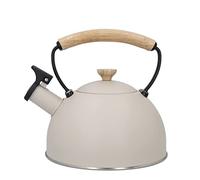 La Cafetière Bouilloire sifflante à latte avec poignée en bois, 2,5 l, acier inoxydable, crème