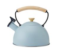 La Cafetiere Bouilloire Sifflante à Poignée en Bois Résistante à la Chaleur, Bouilloire Légère et Résistante à la Rouille avec Bec Rabattable, Compatible avec Toutes les Cuisinières, 1,6 L, Bleu Ciel