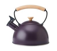 La Cafetiere Bouilloire Sifflante avec Poignée en Bois Résistante à la Chaleur, Bouilloire Légère et Résistante à la Rouille avec Bec Rabattable, Compatible avec Toutes les Cuisinières, 1,6 L, Violet