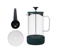 La Cafetière Cafetière Zero' 8 tasses, cafetière à piston No Mess en acier inoxydable vert avec gobelet en verre borosilicaté, base amovible pour l'élimination du marc de café, en boîte cadeau, 1L