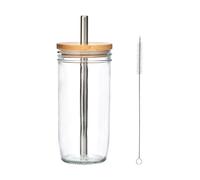 La Cafetière Gobelet à Bubble Tea, 650 ML, Verre Transparent avec Paille en Acier Inoxydable, réutilisable, idéal pour Smoothies, Milkshakes, Lattes glacés et Boissons Froides