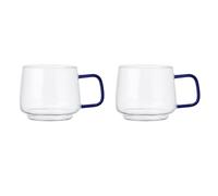 La Cafetiere Lot de 2 Tasses en Verre Élégantes avec Anse en Bleu, pour le Thé, Café, Chocolat Chaud, en Verre Borosilicate Thermorésistant, Empilables, Compatibles Lave-Vaisselle, 275 ml