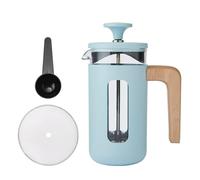 La Cafetière Pisa Cafetière 3 Tasses, Cadre et Piston en Acier Inoxydable Durable, Résistant à la Chaleur, avec Poignée Élégante en Bois Naturel, Piston à Café Polyvalent, 350 ml, Bleu Ciel