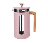 La Cafetière Pisa Cafetière 8 tasses/1 L, verre borosilicate résistant à la chaleur et acier inoxydable avec piston facile à saisir, grande cafetière à piston pour thé en vrac et café moulu, rose