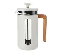 La Cafetière Pisa Cafetière 8 tasses/1 L, verre borosilicate résistant à la chaleur et acier inoxydable avec piston facile à saisir, grande cafetière à piston pour thé en vrac et café moulu, silex