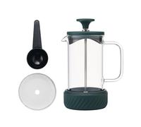 La Cafetière Zero Cafetière 3 tasses de couleur verte, cafetière à piston résistante à la chaleur avec poignée en verre et base amovible en silicone, facile à nettoyer, cadeau pour amateurs de café