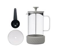 La Cafetiere Zero Cafetière à piston 8 tasses, couleur latte/crème, résistante à la chaleur, poignée en verre et base amovible en silicone, facile à nettoyer, idée cadeau pour amateurs de café