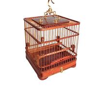 La Cage À Oiseaux Habitat Cage Bois Double Couche Vivant Tiroir Inférieur Petite Cage À Oiseaux en Chanvre Est Pratique for Nettoyer Les Excréments d'oiseaux Cage À Perruches(B)