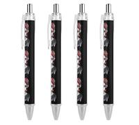 La Calavera Catrina Dia De Los Muertos Day Lot de 4 stylos à bille rétractables noirs à pointe fine 0,5 mm