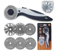 La Canilla - Cutter Rotatif Couture 45mm pour Tissu, Scrapbooking, Patchwork, Artisanat avec 6 Lames de Rechange pour Tapis de De Coupe