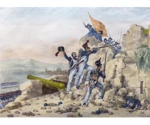 La capitulation de Ciudad Rodrigo Espagne le 10 juillet 1810 après un siège français qui avait commencé le 26 avril. Les trois soldats français sur l'image Thirion Bombois et Belleret avaient été