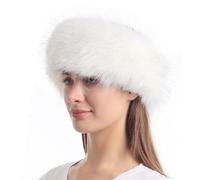 LA CARRIE Cache-oreilles d'hiver en fausse fourrure avec élastique pour femme, blanc, taille unique