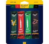 La carte de m?lange d'anches pour saxophone soprano jazz Vandoren SRMIXS35 comprend 1 ZZ, 1 V16, 1 JAVA et 1 JAVA Red Strength 3.5