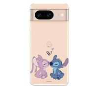 LA CASA DE LAS CARCASAS Coque compatible Google Pixel 8 Disney Angel & Stitch Baiser protéger votre téléphone portable Coque en silicone souple transparente licence officielle Lilo & Stitch