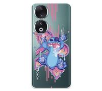 LA CASA DE LAS CARCASAS Étui compatible avec Honor 90 Officiel Disney Stitch Graffiti pour protéger votre téléphone portable Coque en silicone transparent souple avec licence officielle Lilo & Stitch