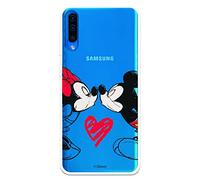 LA CASA DE LAS CARCASAS Housse pour Samsung Galaxy A50 Officielle Disney Mickey Y Minnie Beso - Coque en Silicone Souple, Transparente et résistante pour protéger Votre téléphone Portable