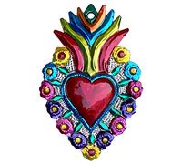 La CASA di Frida Cœur Color 3 Artisanat Mexicain à Suspendre 14,1 x 8,7 cm