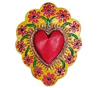La CASA di Frida Cœurs Sacré, différents modèles et Couleurs, Artisanat Mexicain en métal, 18,7 x 14,7 cm (G1)