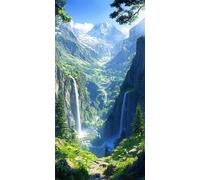 La cascade La forêt Diamond Painting Adulte, Diamond Painting Enfant Débutants, Loisirs Créatifs Adultes,5D DIY Broderie Diamant Kit Complet, Décoration Cadeau Murale, Réduction du Stress 40x80cm N692