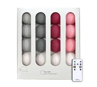 La Case de Cousin Paul Guirlande Lumineuse Chambre Enfant Boules Tissées LED, Télécommande, Programmable, USB, Fabriquée à la Main, Artisanale - 16 Boules (Les Demoiselles)