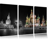 La cathédrale Saint-Basile à Moscou noir / blanc sur l'image 120x80 sur toile 3-pièces de l'image de la toile, énorme XXL Photos complètement encadrée avec civière, art impression sur murale avec cadre, gänstiger comme la peinture ou la peinture à l'huile, aucune affiche ou un poster