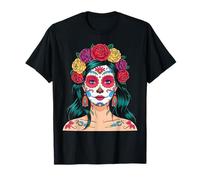 La Catrina Day of the Dead De Los Muertos Crâne en sucre pour femme T-Shirt