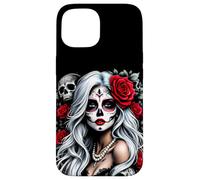 La Catrina Mystérieuse Beauté de la Rose Dia de Los Muertos Coque pour iPhone 15