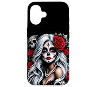La Catrina Mystérieuse Beauté de la Rose Dia de Los Muertos Coque pour iPhone 16